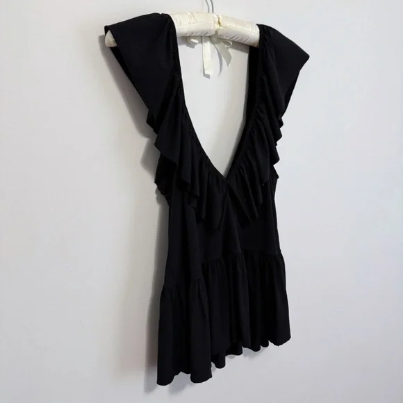 Zara Black Ruffle Tank Top M - Picture 4 of 4